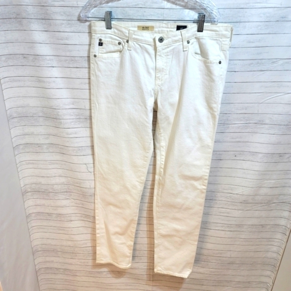 AG ADRIANO GOLDSCHMIED The STLIT CIGARETTE LEG WHITE JEANS, SZ 32